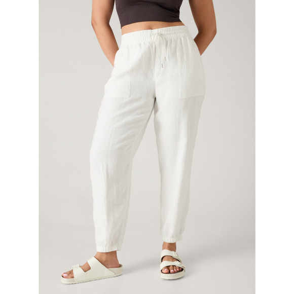 Athleta Retreat Linen Pant NWT PLUS Sz. 22W Jogger Calla Lilly Ivory Beach - Picture 1 of 6